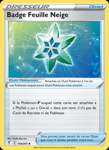 Carte Badge Feuille Neige