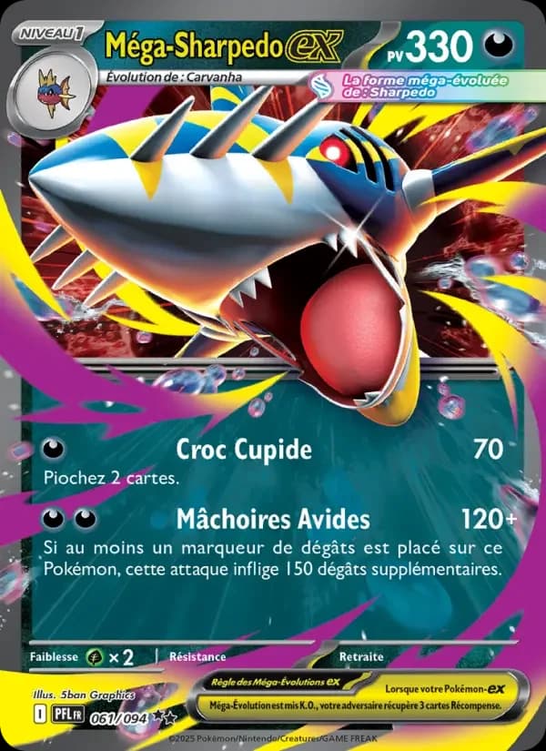 Carte Pokémon Méga-Sharpedo-ex — Flammes Fantasmagoriques